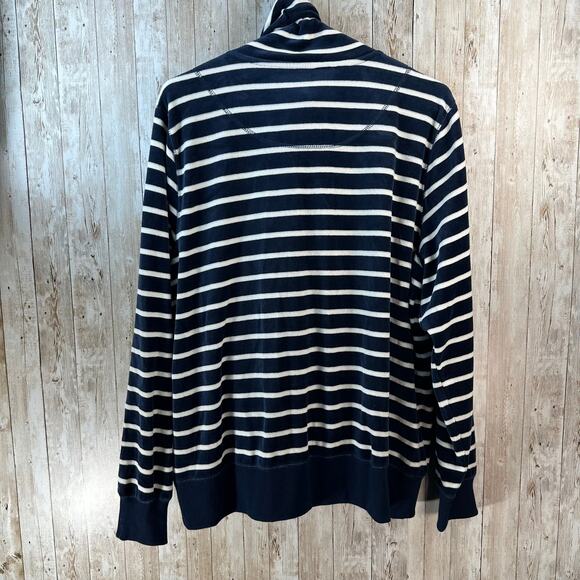 Calvin Klein NWT Track Jacket Womens 1X Navy Ivory Velour Striped Performance - Picture 2 of 8